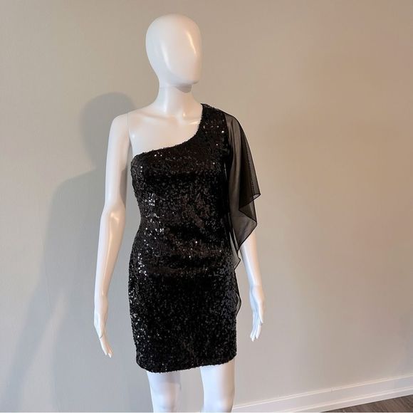Taboo Y2K Sequined One Shoulder Mini Dress Size L - Picture 10 of 12